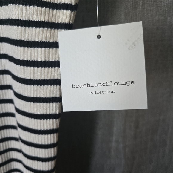Beach Lunch Lounge Striped Ribbed Tank Top Black & White NWT Size M - Picture 3 of 6